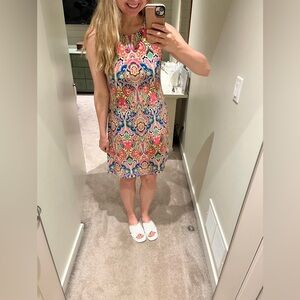 Tommy Hilfiger Pink and Blue Sleeveless Halter Mini Dress